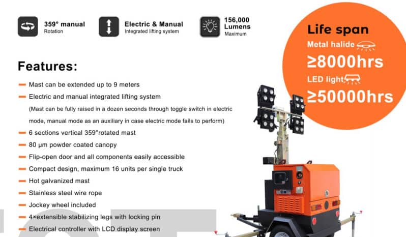 
								New KUBOTA ENGINE I9T 9m LIGHT TOWER full									