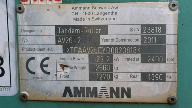 2011 Used Ammann AV26-2 Roller Compactors