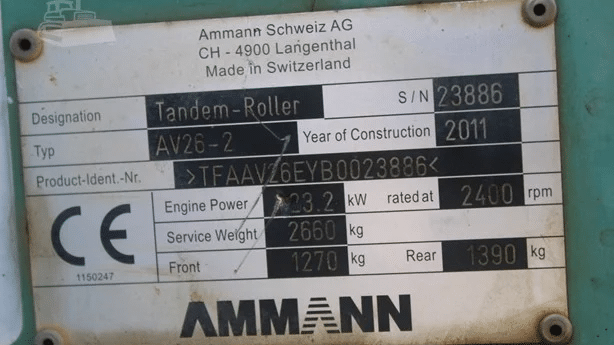 2011 Used Ammann AV26-2 Roller Compactors