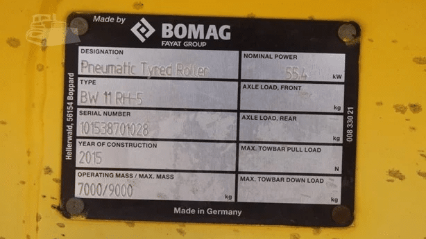 2015 Used Bomag BW11RH-5 Roller Compactors