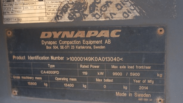 2014 Used Dynapac CA4000PD Roller Compactors