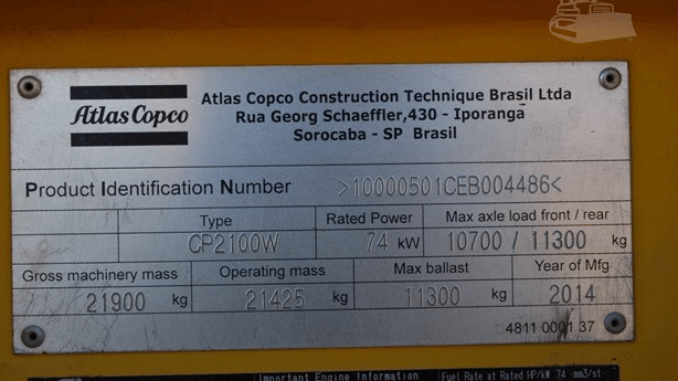 2014 Used Dynapac CP2100W Roller Compactors