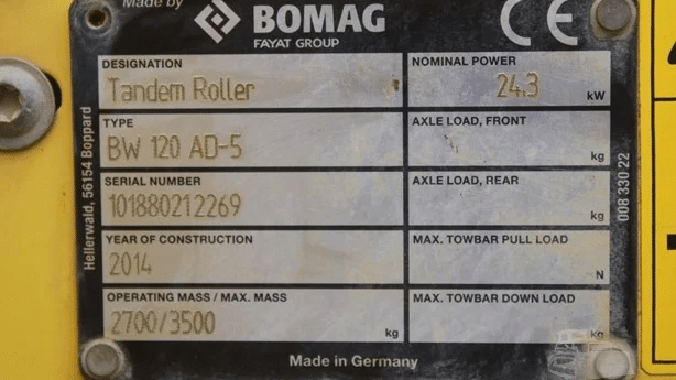 2014 Used Bomag BW120AD-5 Roller Compactors