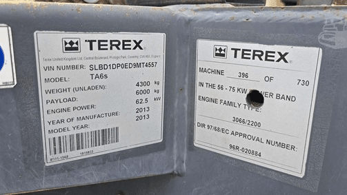 2014 Used Terex TA6S Dumpers