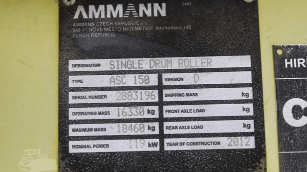 2012 Used Ammann ASC150D Roller Compactors