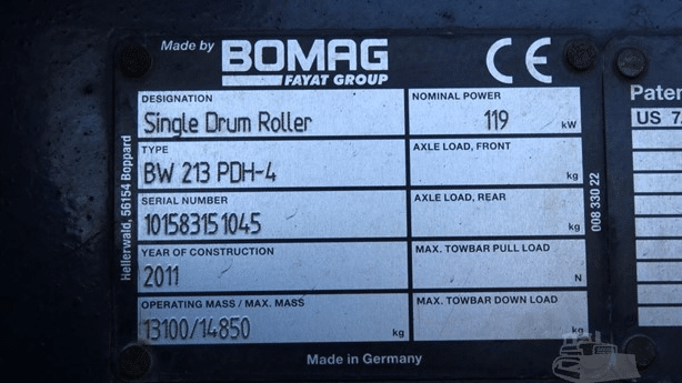 2011 Used Bomag BW213PDH-4 Roller Compactors