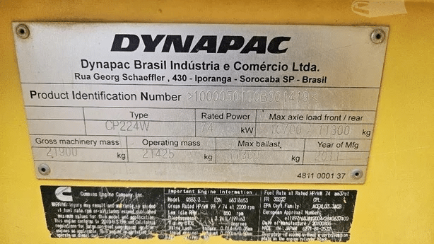 2011 Used Dynapac CP224W Roller Compactors