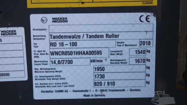 2018 Used Wacker Neuson RD18-100 Roller Compactors