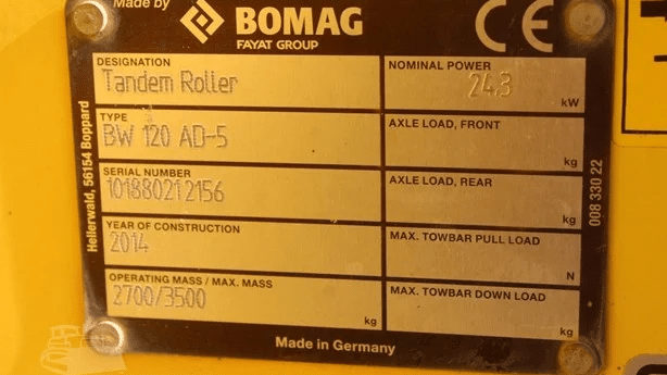 2014 Used Bomag BW120AD-5 Roller Compactors