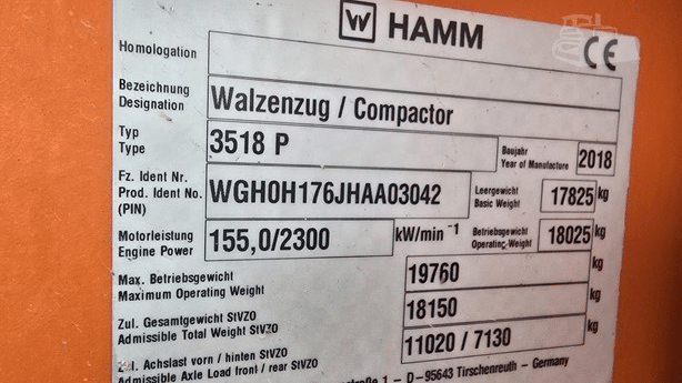2018 Used Hamm 3518P Roller Compactors