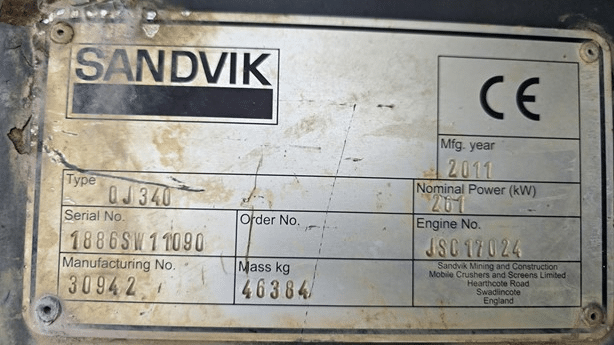 2011 Used Sandvik QJ340 Jaw Crushers