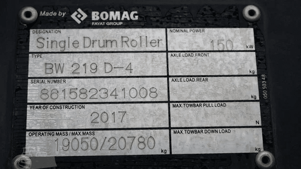 2017 Used Bomag BW219D-4 Roller Compactors