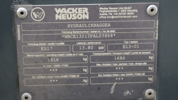 2020 Used Wacker Neuson EZ17 Excavators