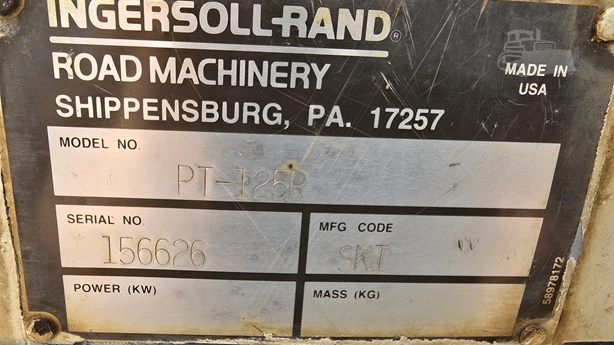 2002 Used Ingersoll Rand PT125R Roller Compactors