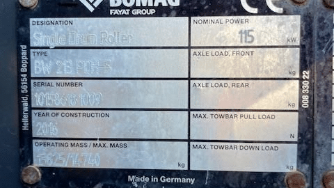 2016 Used Bomag BW213PDH-5 Roller Compactors