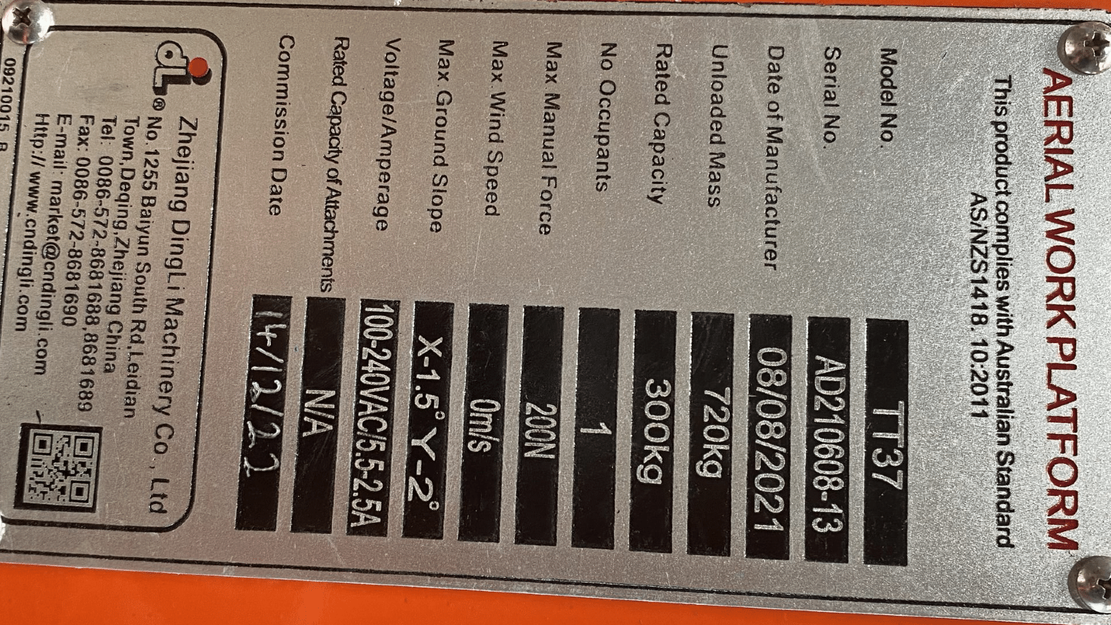 2021 Used Dingli TT37 Vertical Mast Lifts