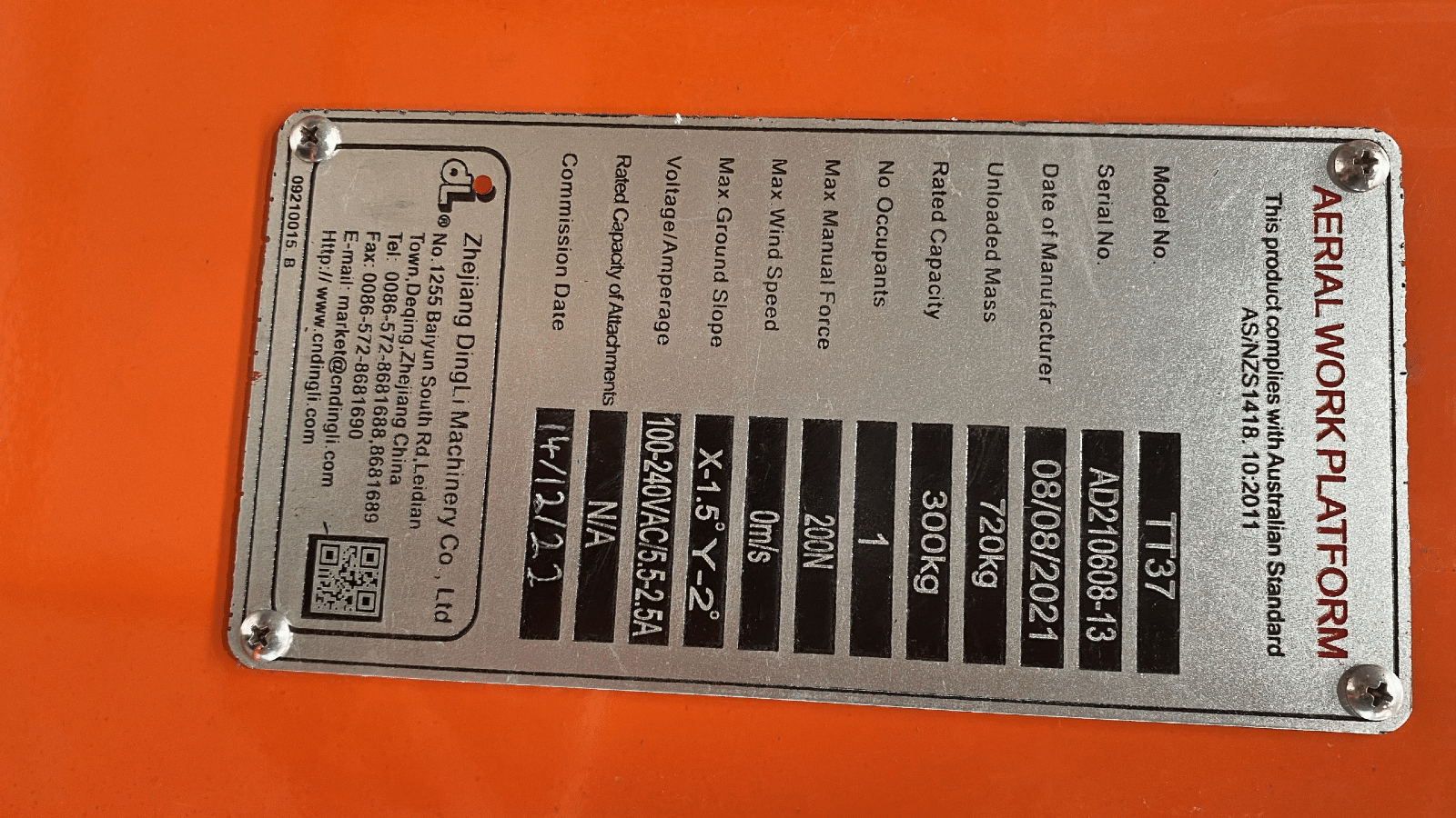 2021 Used Dingli TT37 Vertical Mast Lifts