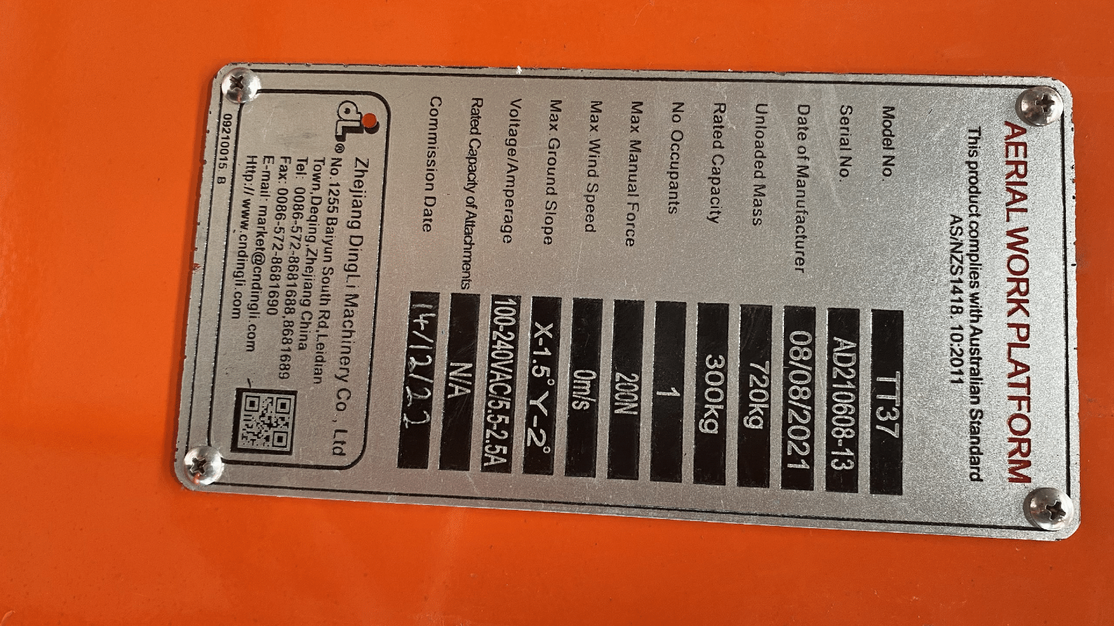 2021 Used Dingli TT37 Vertical Mast Lifts