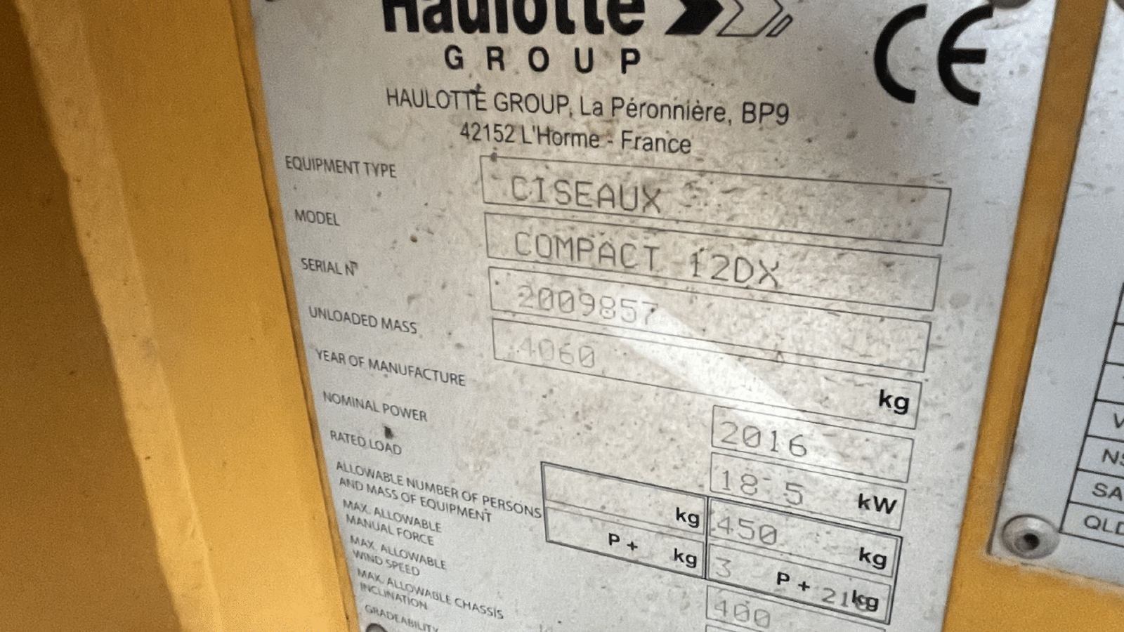 2016 Used Haulotte Compact 12DX Scissor Lifts