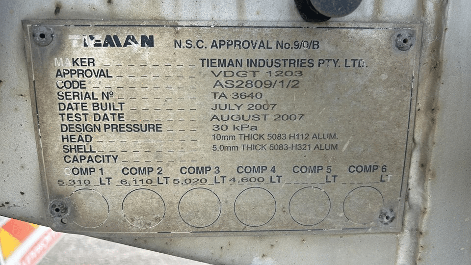 2007 Used Tieman Tanker