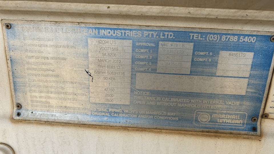 2013 Used Marshall Lethlean Tanker