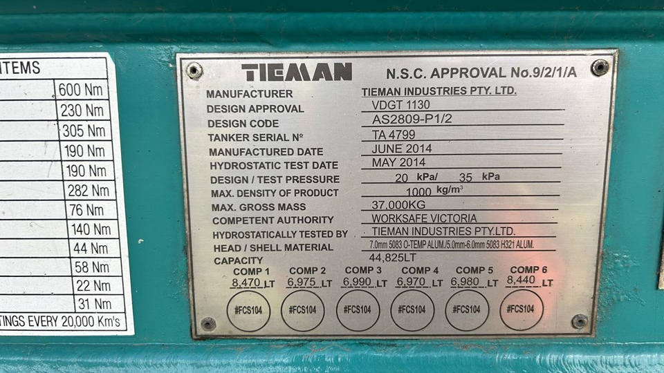 2014 Used Tieman Tanker