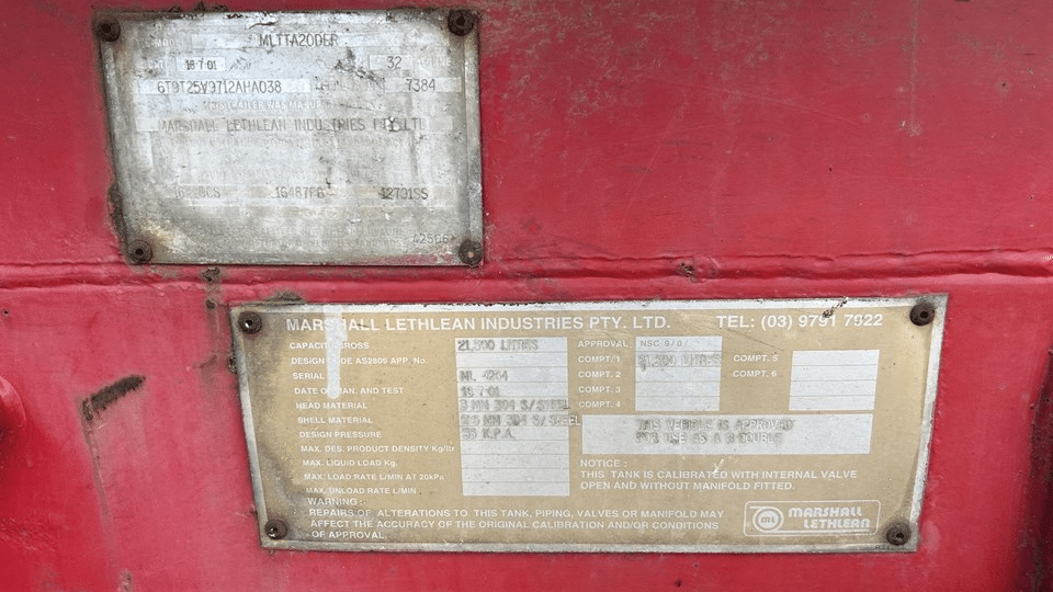 2001 Used Marshall Lethlean Tanker