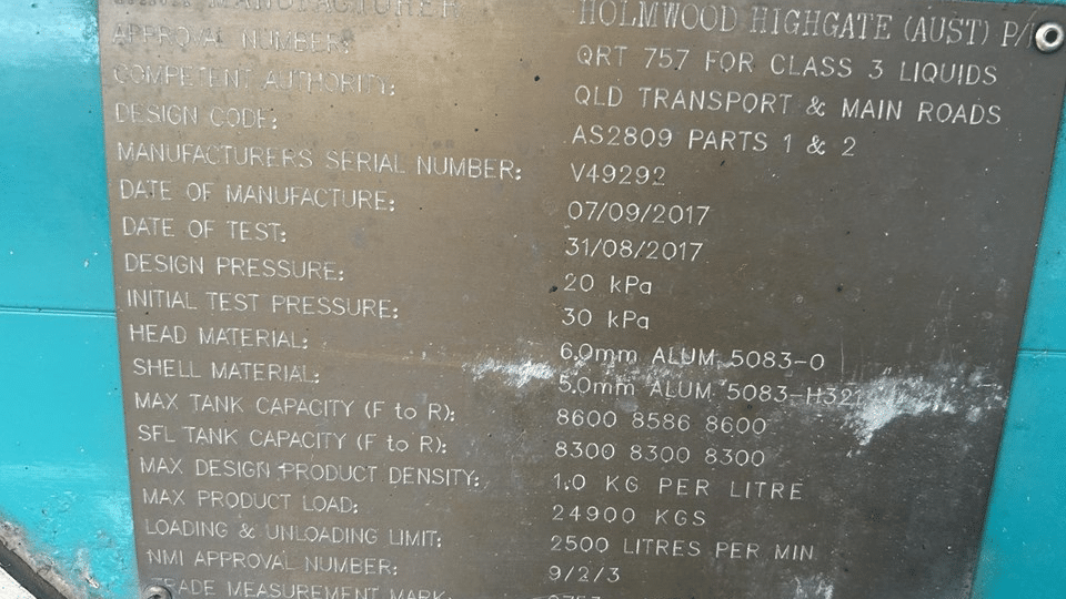 2017 Used HOLMWOOD Tanker Tanker Truck