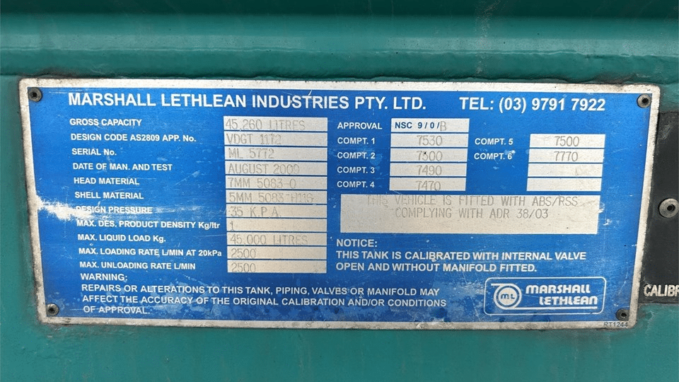 2009 Used Marshall Lethlean Tanker