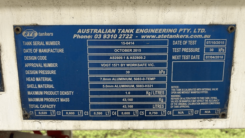 2015 Used ATE TANKERS Tanker
