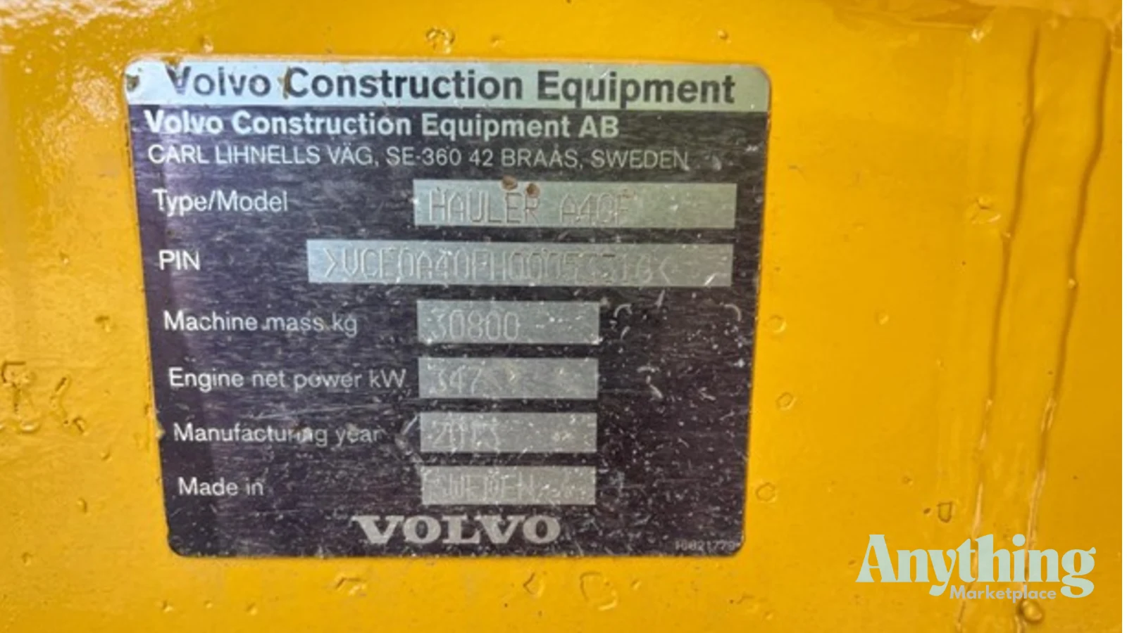 2013 Used VOLVO A40F Dump Truck
