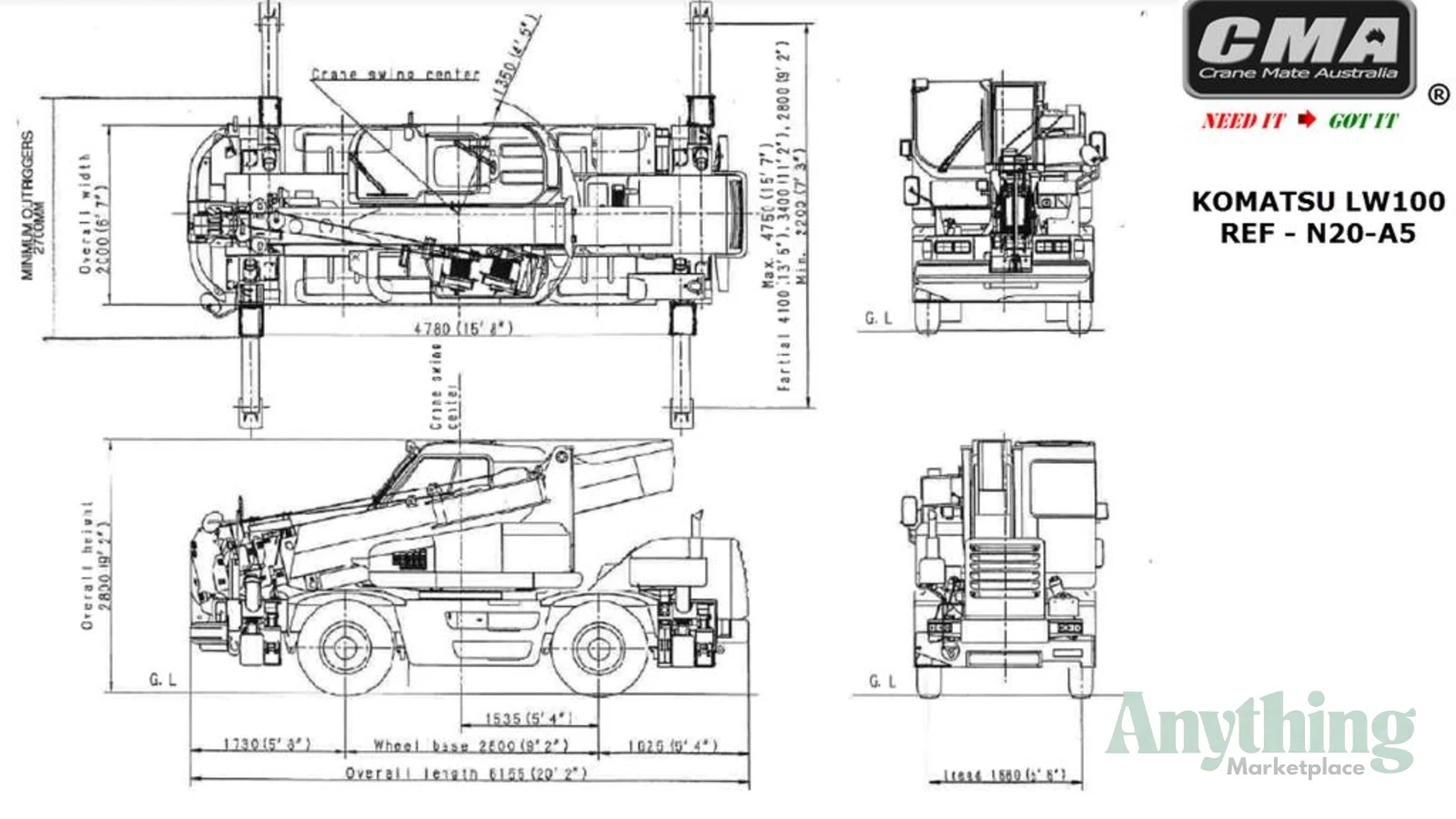 1996 Used KOMATSU LW100M Crane Truck