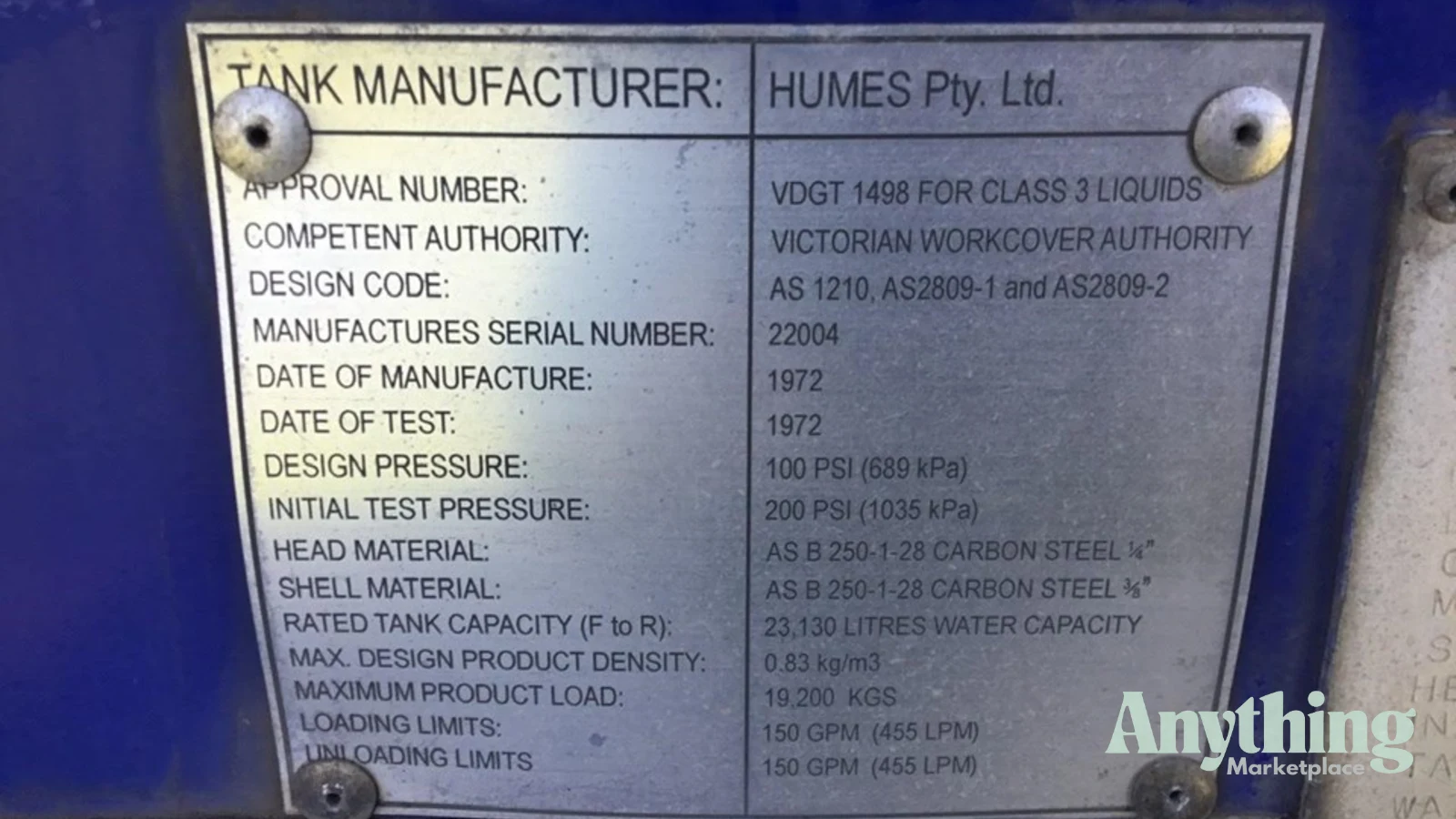 Used HUMES Tanker