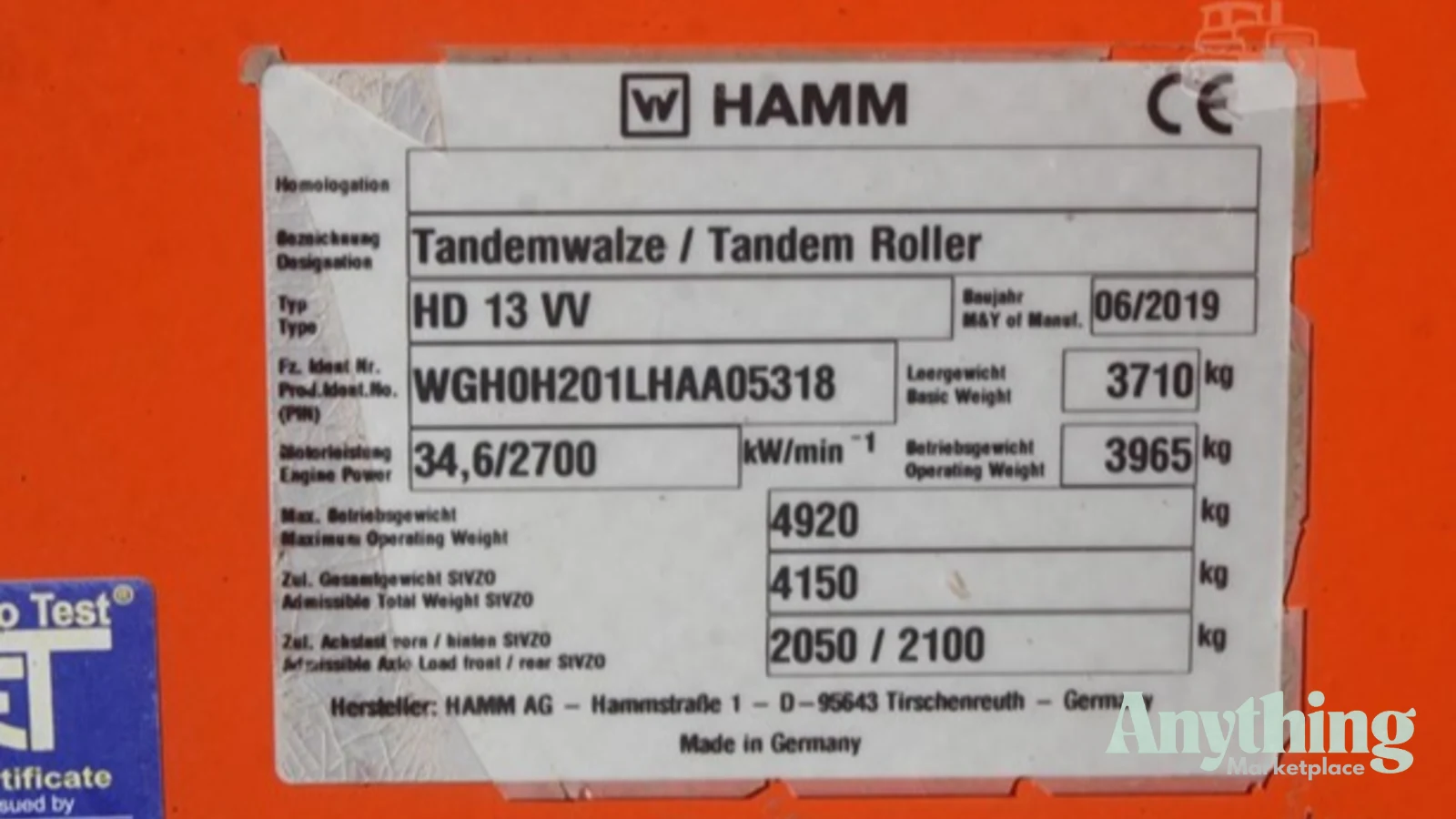 2019 Used Hamm HD13VV Roller Compactors