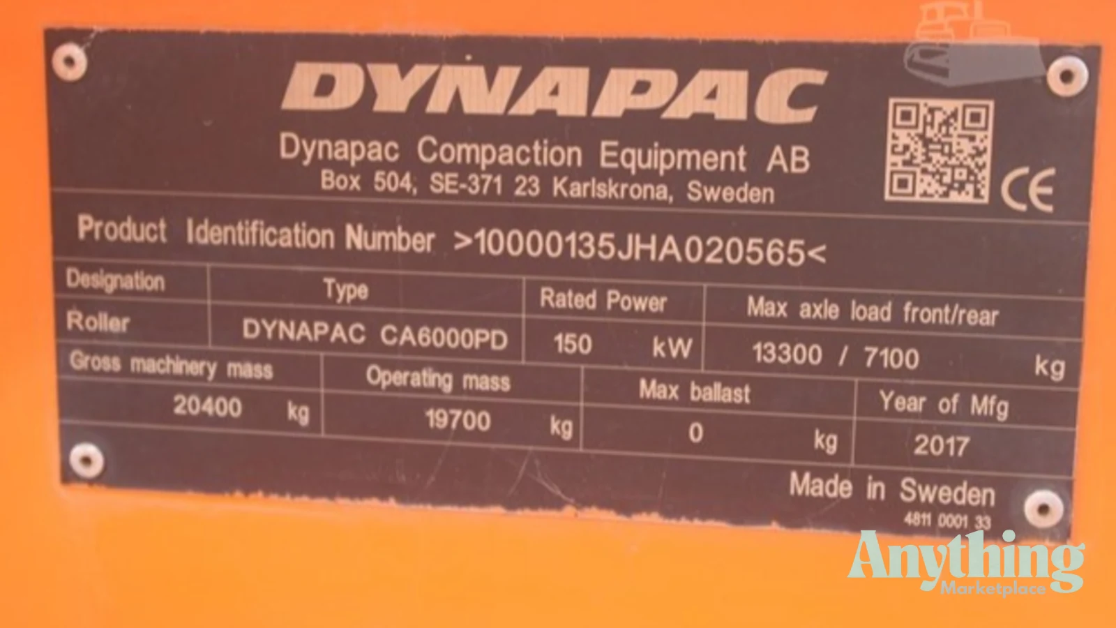 2017 Used Dynapac CA6000PD Roller Compactors
