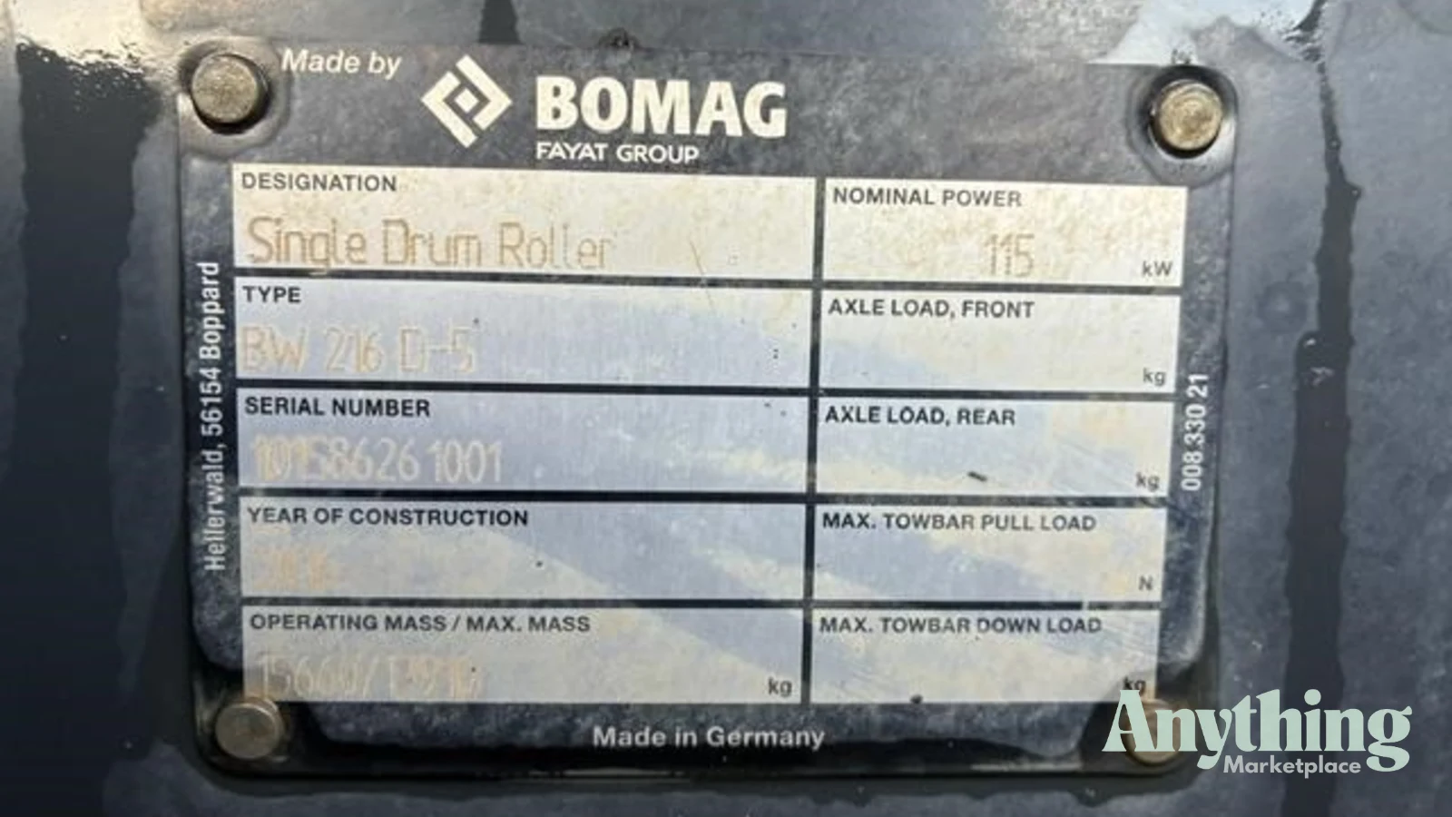 2016 Used Bomag BW216D-5 Roller Compactors