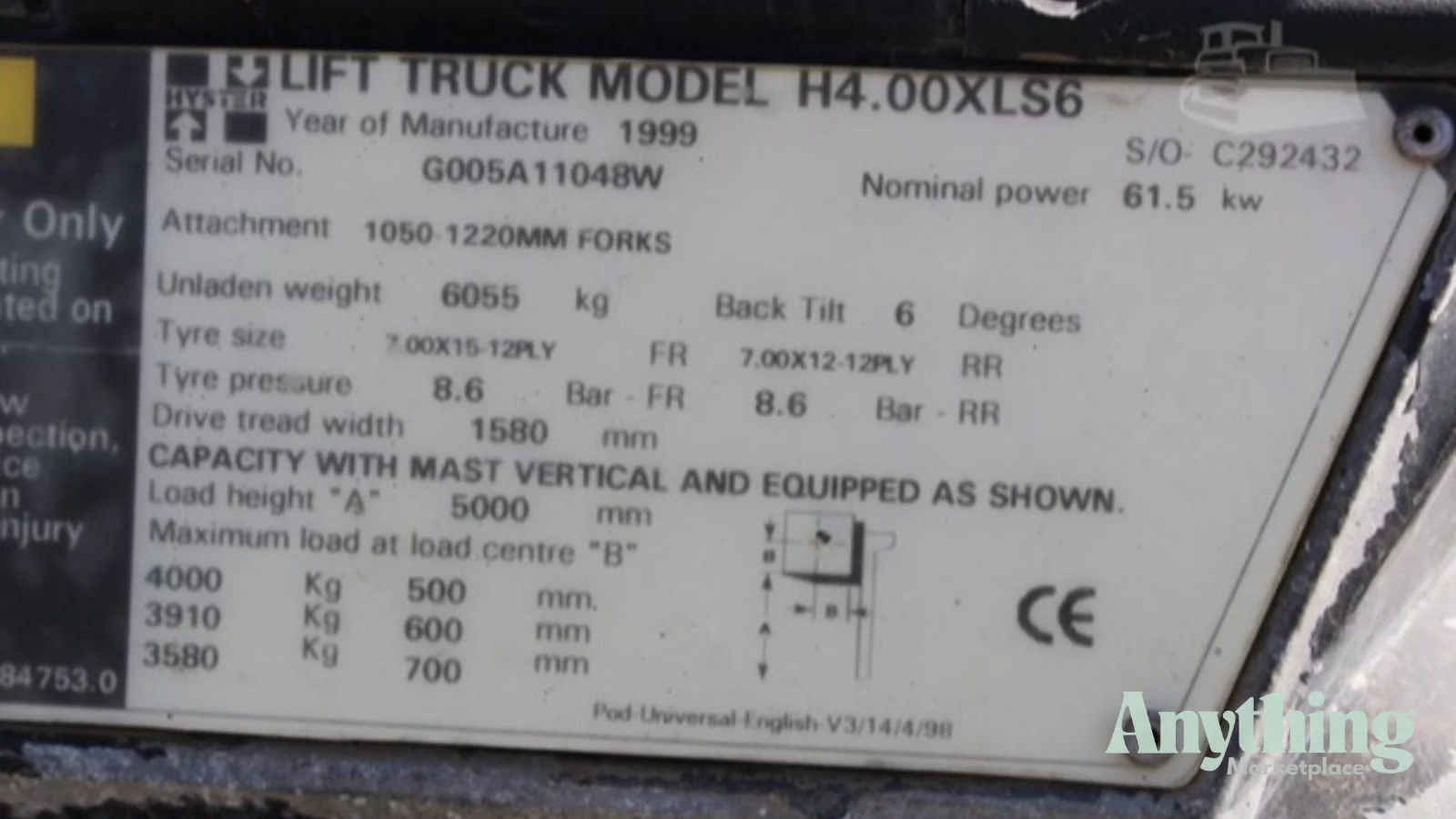 1999 Used HYSTER H4.00XLS6 Forklifts