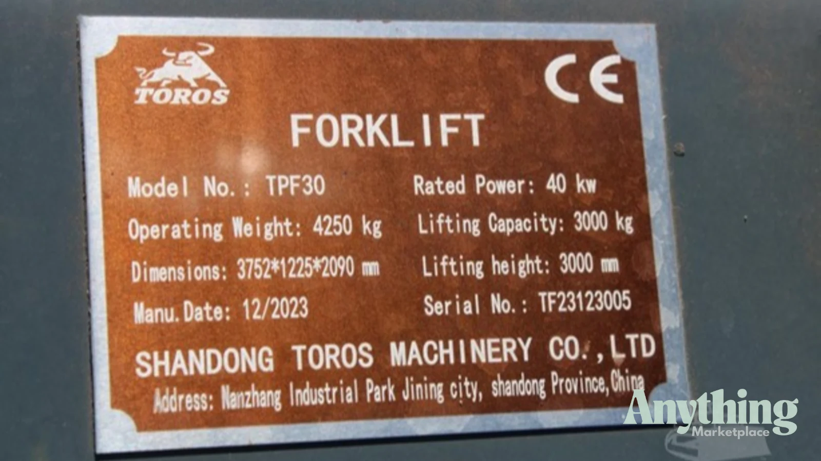 2023 New SHANDONG TOROS MACHINERY CO LTD TPF30 Forklifts