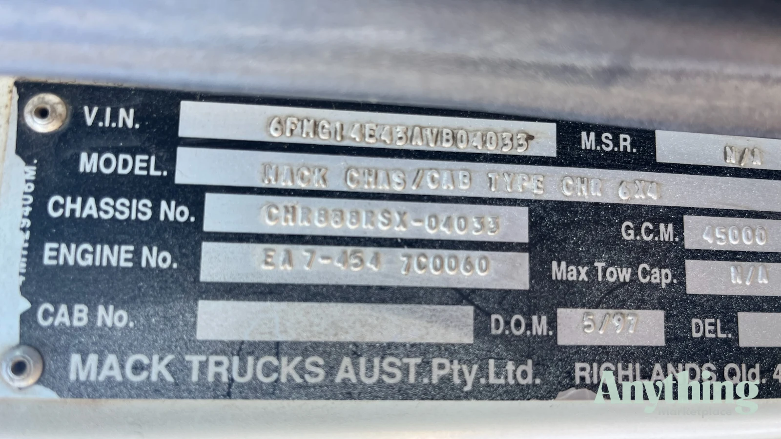 1997 Used Mack CHR 6x4 Series Prime Mover