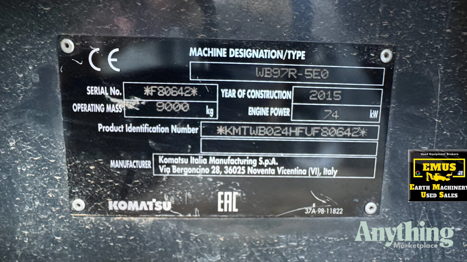 2015 Used Komatsu WB97R-5EO Backhoes