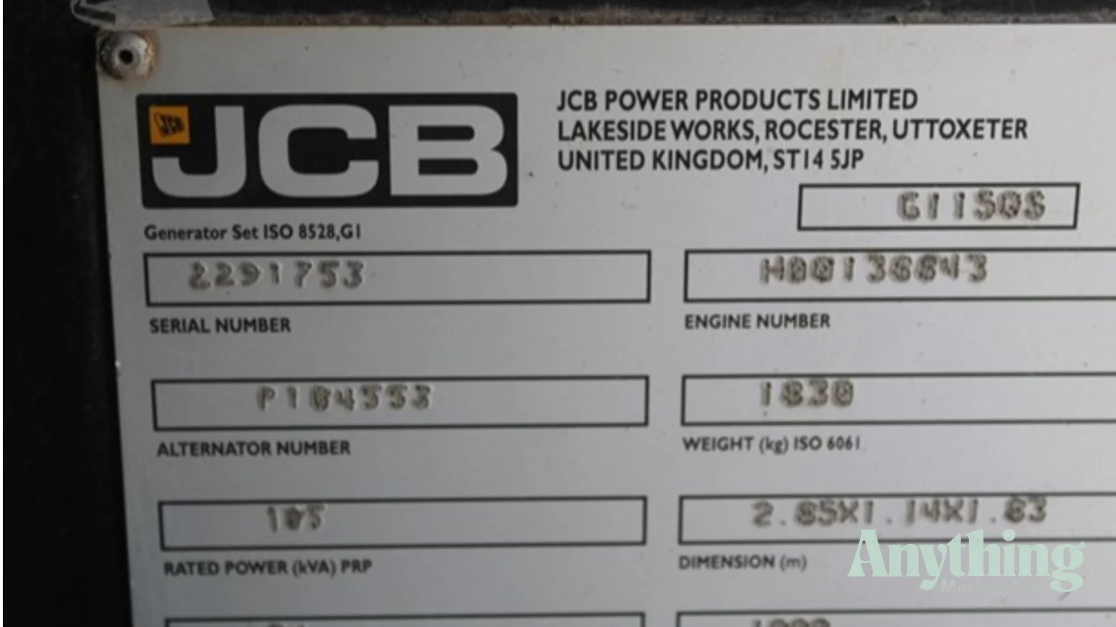 2018 Used Jcb G115QS Other Generators